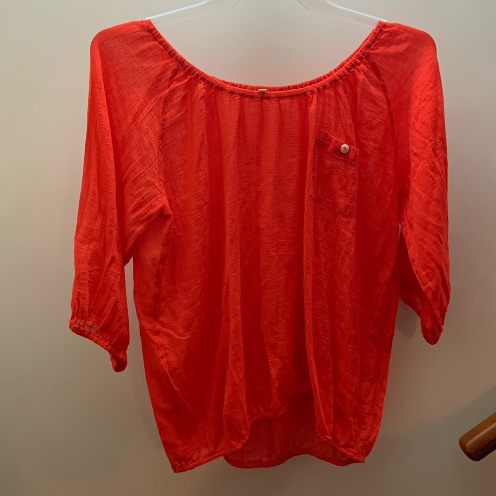 J Crew Orange Balloon Sleeve Blouse Size M